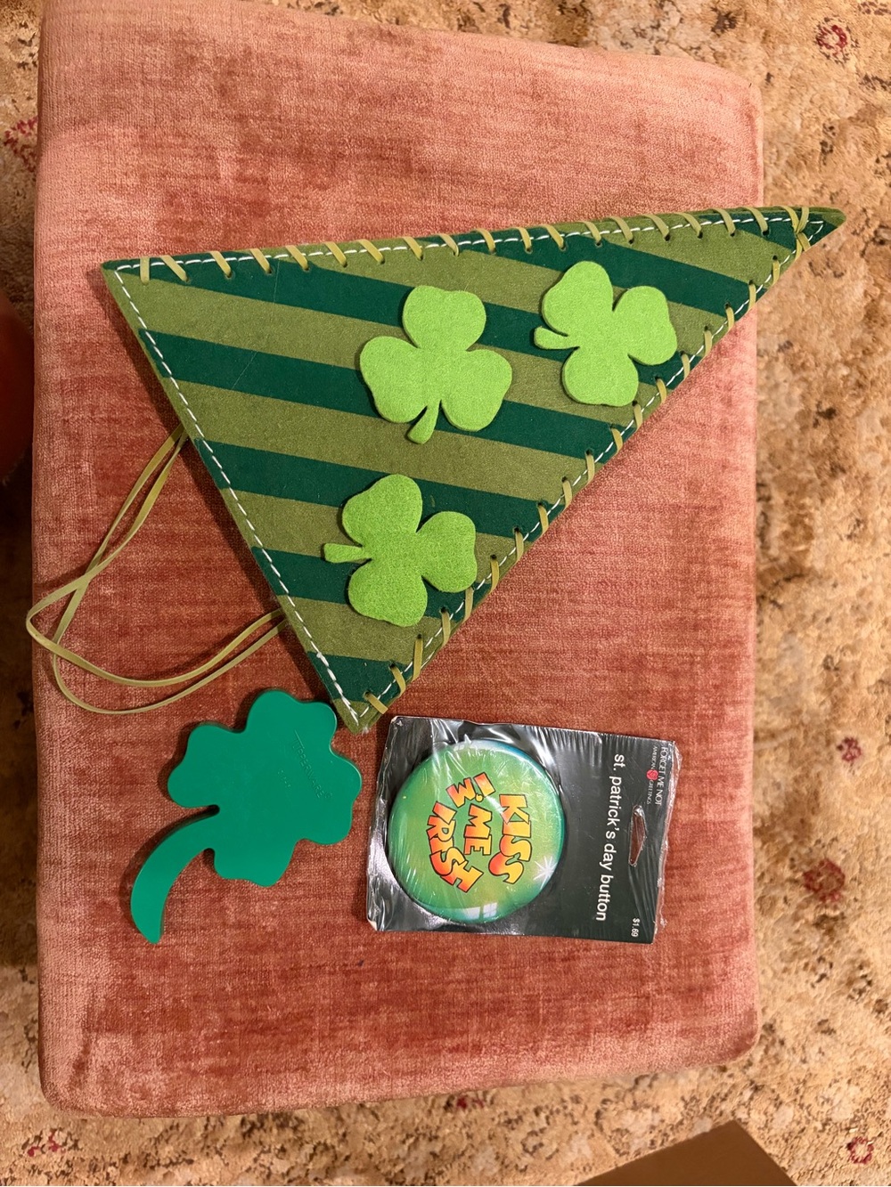 NWT vintage St. Patrick's Green Striped Party Hat Shamrock tupperware iconic